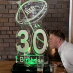 Rugby ball ice luge for 30th birthday