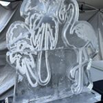 Flamingo ice sculpture drinks luge