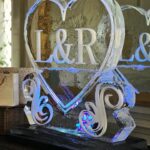 Initials on Heart Ice Sculpture at Gosfield Hall in Essex