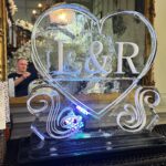 Initials on Heart Ice Sculpture at Gosfield Hall in Essex