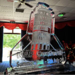 Leaning Tower of Pisa ice sculpture vodka luge at RAF Cosford mess party