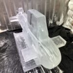 AUKUS submarine ice sculpture luge in Faslane naval base