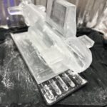 AUKUS submarine ice sculpture luge in Faslane naval base