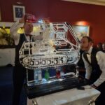 Multiple Launch Rocket System ice sculpture vodka luge for 101st Regiment Royal Artillery in Newcastle