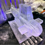 AUKUS submarine ice sculpture luge in Faslane naval base